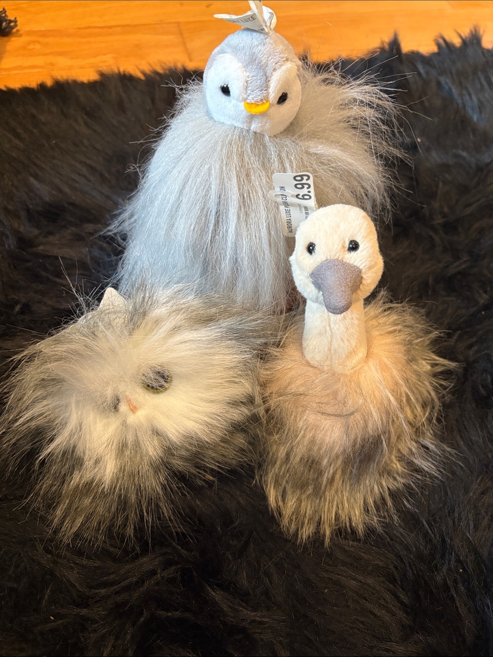Aurora Luxe Plush Owl, Ostrich & Penguin Key Chains